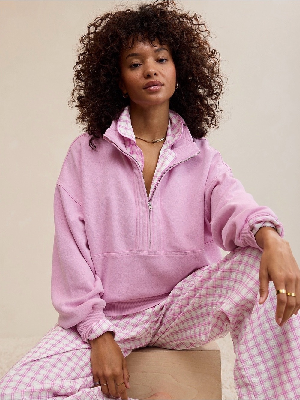 Aerie Oh Zip Sweatshirt in Violet Willow